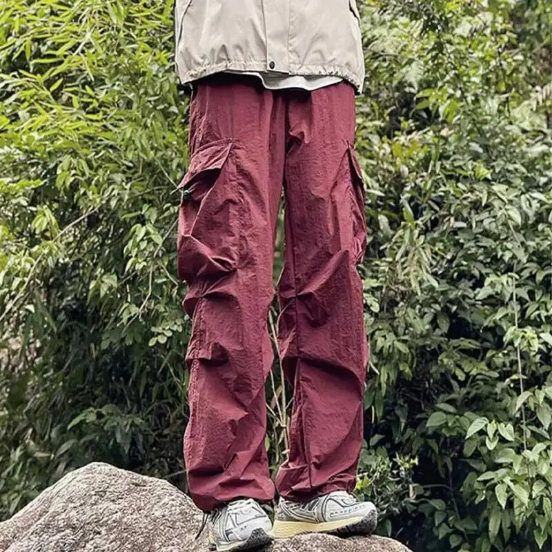 Άνοιξη φθινόπωρο 2024 Ανδρικά χαλαρά ίσια casual παντελόνια Αμερικανικού στυλ Αλεξιπτωτιστής Εργασίας με φαρδύ πόδι Άνετο μακρύ παντελόνι