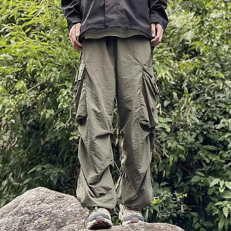 Άνοιξη φθινόπωρο 2024 Ανδρικά χαλαρά ίσια casual παντελόνια Αμερικανικού στυλ Αλεξιπτωτιστής Εργασίας με φαρδύ πόδι Άνετο μακρύ παντελόνι