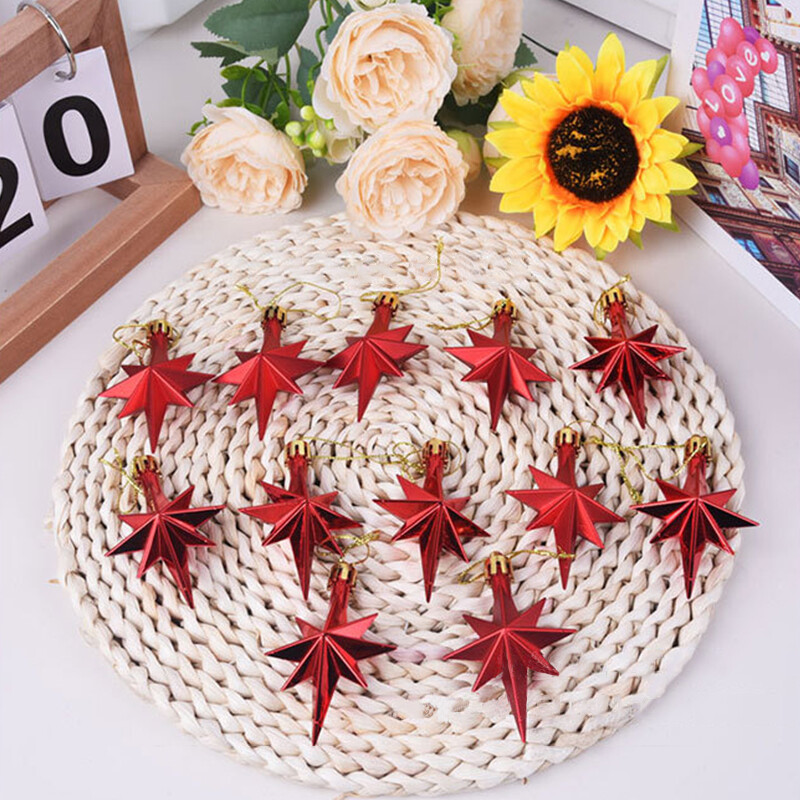 12 τμχ Χρυσά Χριστουγεννιάτικα Κρεμαστά Διακοσμητικά Μενταγιόν σε σχήμα αστεριού Diy Χριστουγεννιάτικο δέντρο πάρτι Προμήθειες Δημιουργικές πλαστικές διακοσμήσεις φεστιβάλ