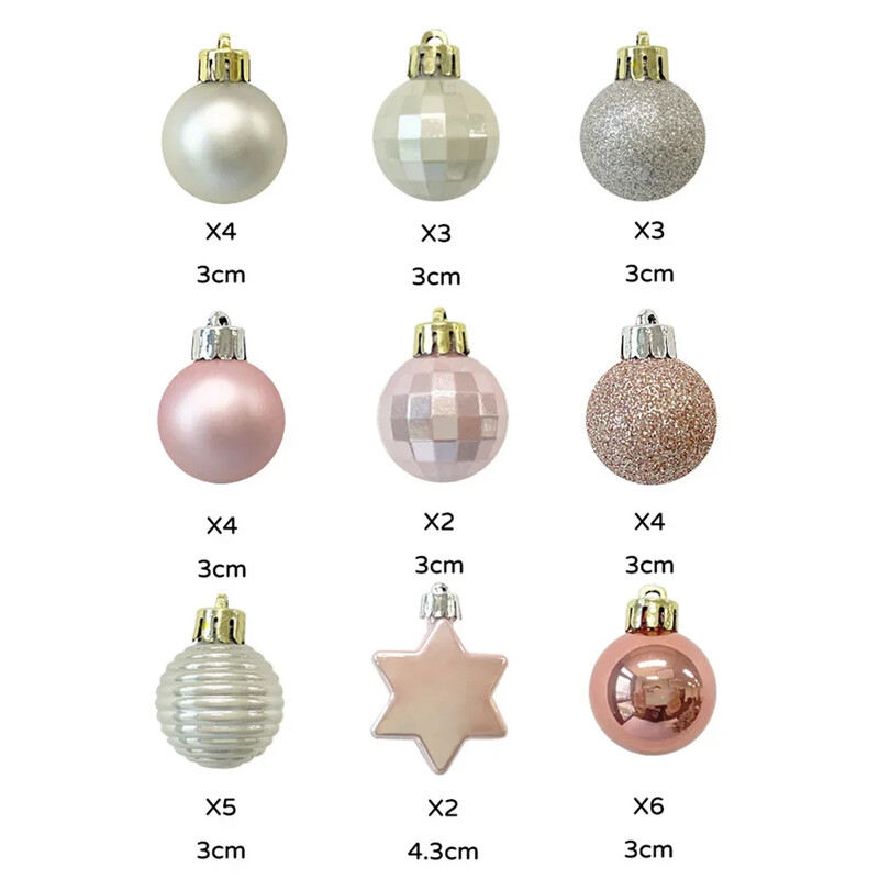 33 τμχ 3cm Χριστουγεννιάτικη Μπάλα Διακόσμηση για Δέντρο Σπίτι Μπιχλιμπίδι Χρυσό Ασημί Πλαστικό Χριστουγεννιάτικο Κρεμαστό Στολίδι για το Νέο Έτος 2025