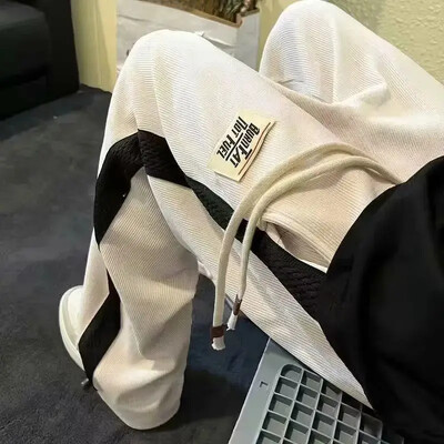 Laisvai prigludusios vyriškos rudeninės žieminės vilnos kelnės japoniško stiliaus laisvalaikio kelnės.