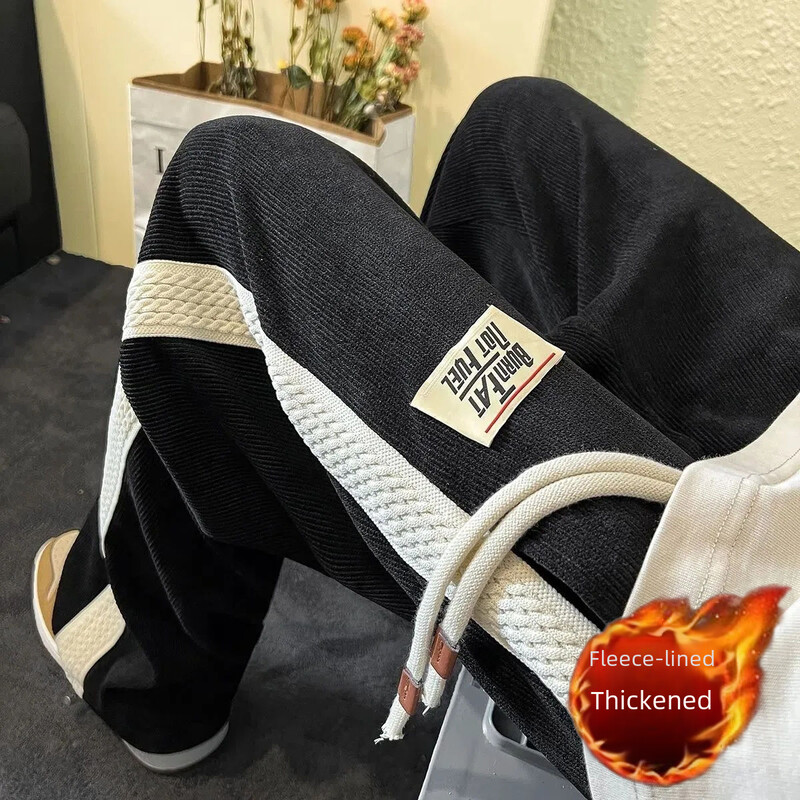 Laisvai prigludusios vyriškos rudeninės žieminės vilnos kelnės japoniško stiliaus laisvalaikio kelnės.