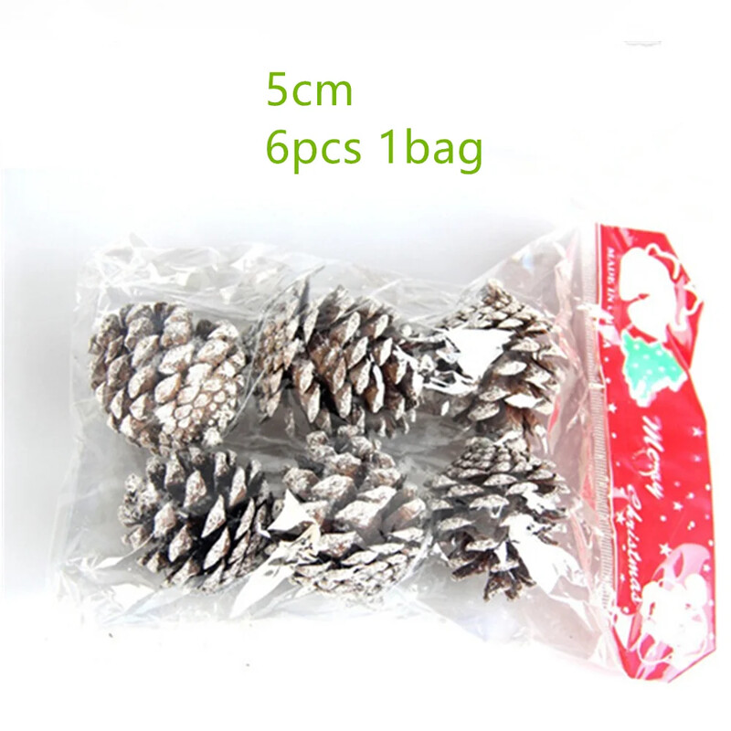 6 buc ornamente de conuri de pin de Crăciun 5 cm conuri de pin cu șnur Artizanat cu pandantiv pentru etichetă cadou, decorație pentru agățat pentru petrecere de pom de Crăciun