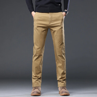 98%Βαμβακερό Φθινοπωρινό Νέο Ανδρικό Business Casual Παντελόνι No-σίδερο ίσιο ελαστικό παντελόνι μόδας Κλασικό ανδρικό φαρδύ παντελόνι 4 χρωμάτων
