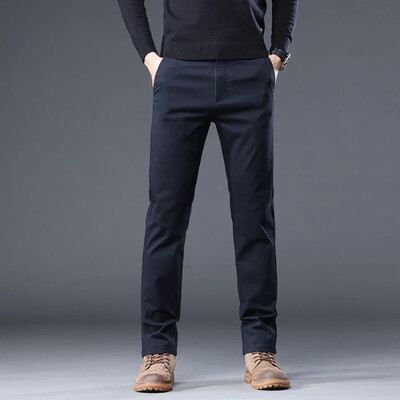 98%Βαμβακερό Φθινοπωρινό Νέο Ανδρικό Business Casual Παντελόνι No-σίδερο ίσιο ελαστικό παντελόνι μόδας Κλασικό ανδρικό φαρδύ παντελόνι 4 χρωμάτων