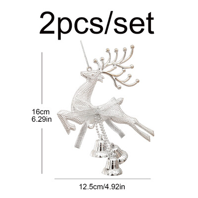 2τμχ Διακοσμητική σύνθεση μενταγιόν καμπάνας από χριστουγεννιάτικο δέντρο κόκκινο, χρυσό και ασημί