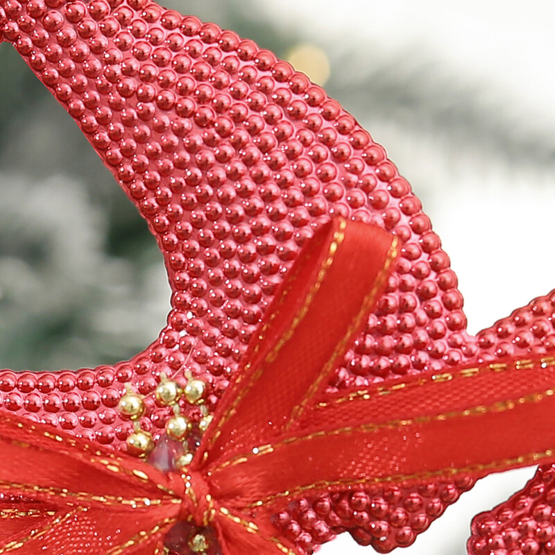 2τμχ Διακοσμητική σύνθεση μενταγιόν καμπάνας από χριστουγεννιάτικο δέντρο κόκκινο, χρυσό και ασημί