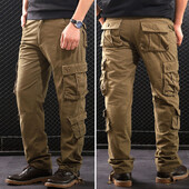 Kamuflaginės krovininės kelnės Vyriškos kovos su kariniu darbu kombinezonai Tiesios taktinės kelnės kelių kišenių baggy laisvalaikio medvilninės kelnės kelnės