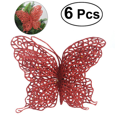 NICEXMAS 6ΤΜΧ Χριστουγεννιάτικη Πεταλούδα 3"/8cm Χριστουγεννιάτικα Διακοσμητικά Λουλούδι Γιρλάντα Διακοσμητικά Στολίδια Γάμος