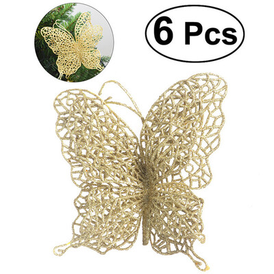 NICEXMAS 6ΤΜΧ Χριστουγεννιάτικη Πεταλούδα 3"/8cm Χριστουγεννιάτικα Διακοσμητικά Λουλούδι Γιρλάντα Διακοσμητικά Στολίδια Γάμος