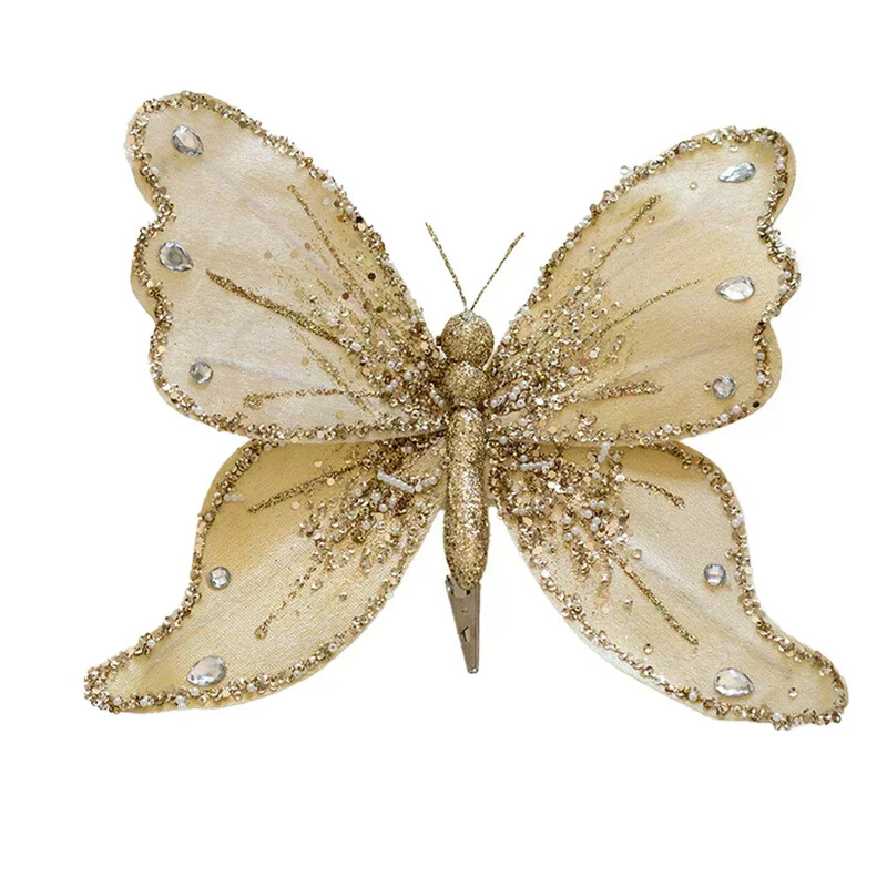 Χριστουγεννιάτικο γκλίτερ στολίδι πεταλούδας με κλιπ Κρεμαστό χριστουγεννιάτικο δέντρο Diy Διακόσμηση στεφάνι για Δώρα Πρωτοχρονιάς 2025 Noel Navidad