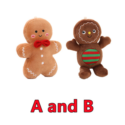 2/1 vnt. imbiero duonos pliušinis žaislas, įdarytas karamele šokoladinis imbierinis žmogelis, pagalvėlė Kalėdų eglutės dekoras Kalėdų pakabukas nuleidžiamas papuošalai