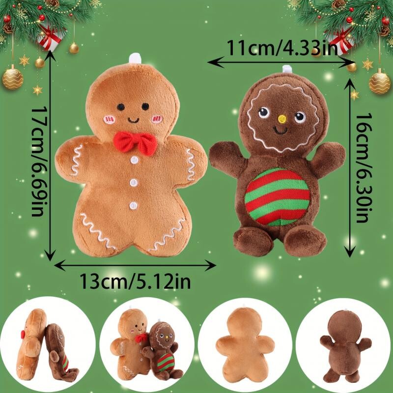 2/1 vnt. imbiero duonos pliušinis žaislas, įdarytas karamele šokoladinis imbierinis žmogelis, pagalvėlė Kalėdų eglutės dekoras Kalėdų pakabukas nuleidžiamas papuošalai