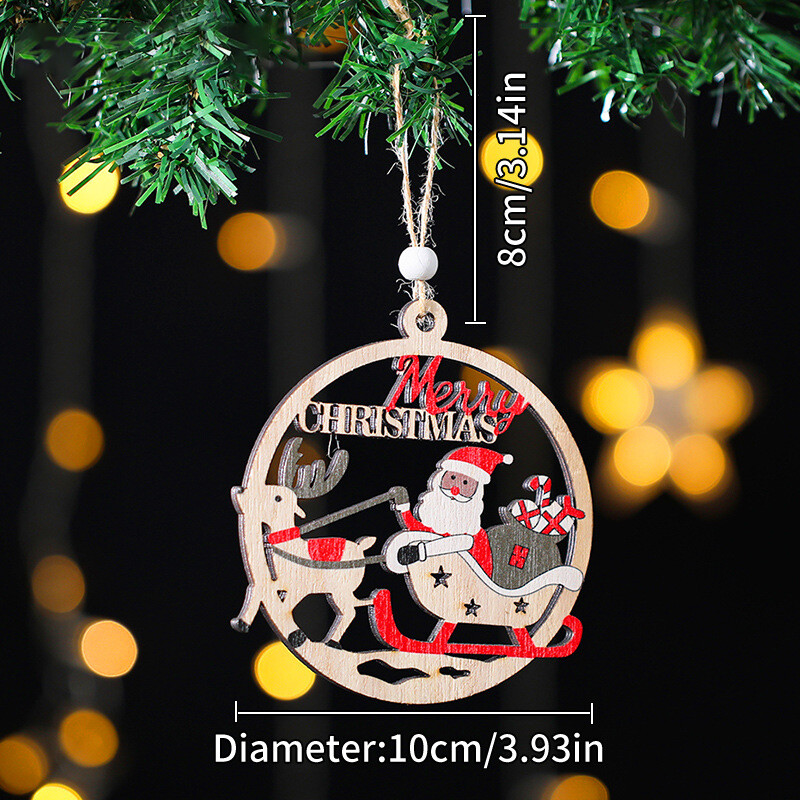 Καλά Χριστούγεννα Ξύλινο μενταγιόν Χριστουγεννιάτικα στολίδια Άγιου Βασίλη για Χριστουγεννιάτικο Στολίδι Σπιτιού Ευτυχισμένο το Νέο Έτος 2025