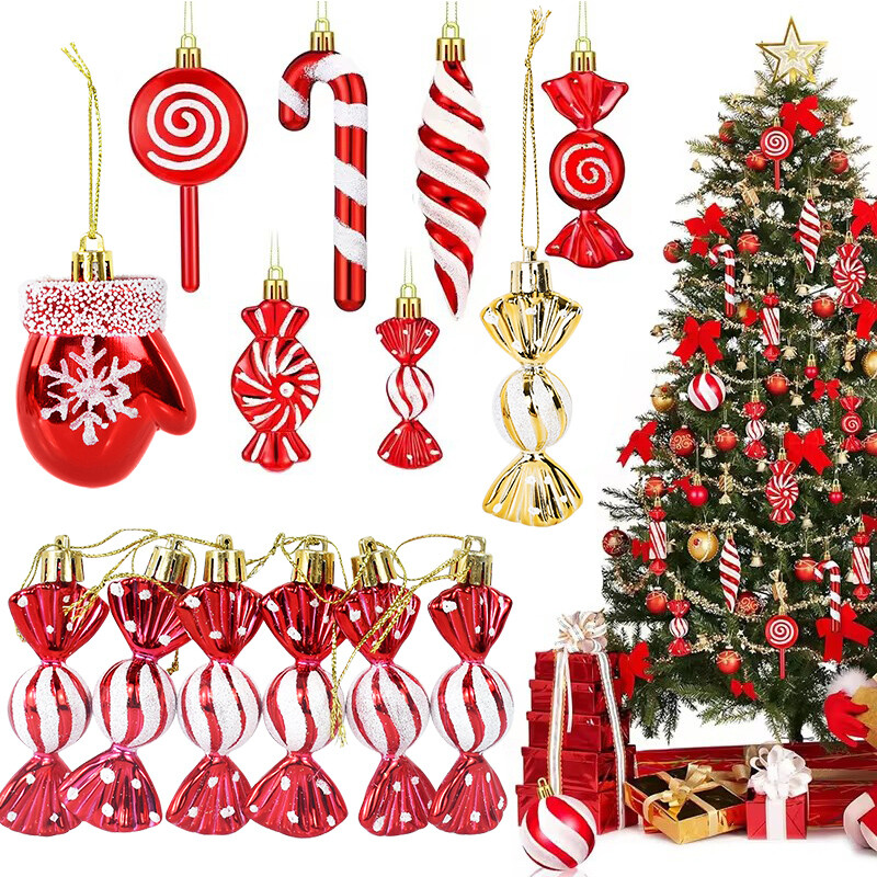 6kom/kutija Božićni bomboni Privjesci Crvena lizalica Štap Božićno drvce Viseći kuglični ukrasi Božićni ukrasi za dom Nova godina Navidad
