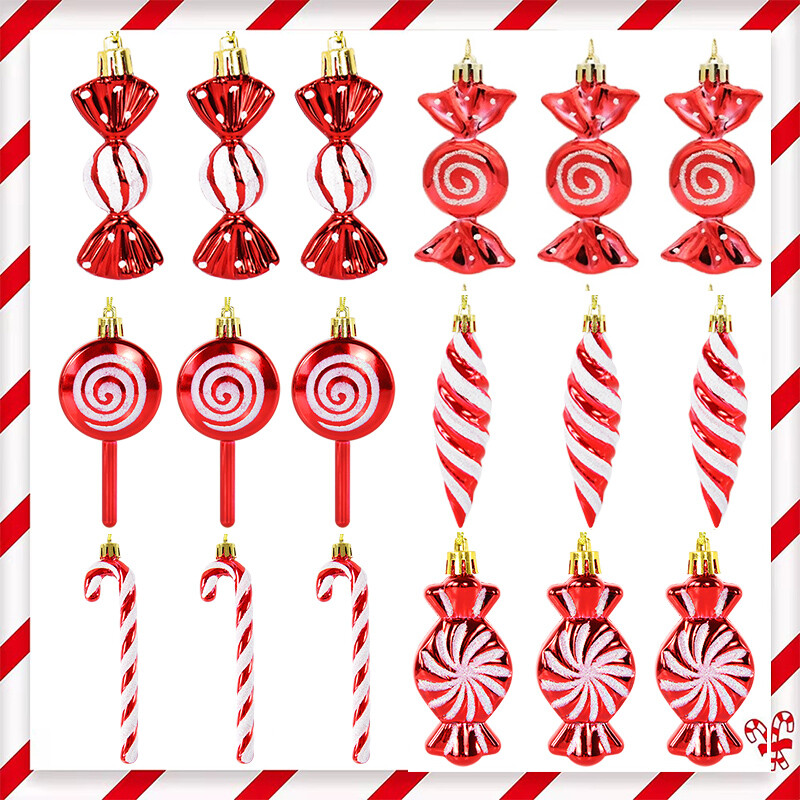 6kom/kutija Božićni bomboni Privjesci Crvena lizalica Štap Božićno drvce Viseći kuglični ukrasi Božićni ukrasi za dom Nova godina Navidad