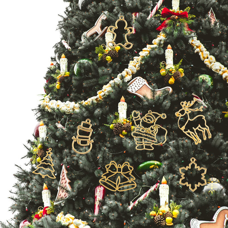 10 τμχ Χριστουγεννιάτικη Εποξειδική Κόλλα Κρυστάλλου UV Ρητίνη Μεταλλικό περίγραμμα DIY Κολιέ κοσμημάτων κατασκευής κορνίζας Κρεμαστό αξεσουάρ