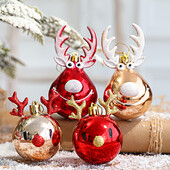 2 τμχ Χριστουγεννιάτικα μενταγιόν Στολίδια Glitter Elk Πλαστική Μπάλα Χριστουγεννιάτικο Δέντρο Κρεμαστό Διακόσμηση για το Navidad Happy New Year Διακόσμηση σπιτιού