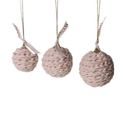 3 vnt Kalėdiniai rankų darbo medvilninio džiuto virvių kamuoliukai, dovanoti pakabinami papuošalai medžių dekoracijoms kaimiškas žavesys