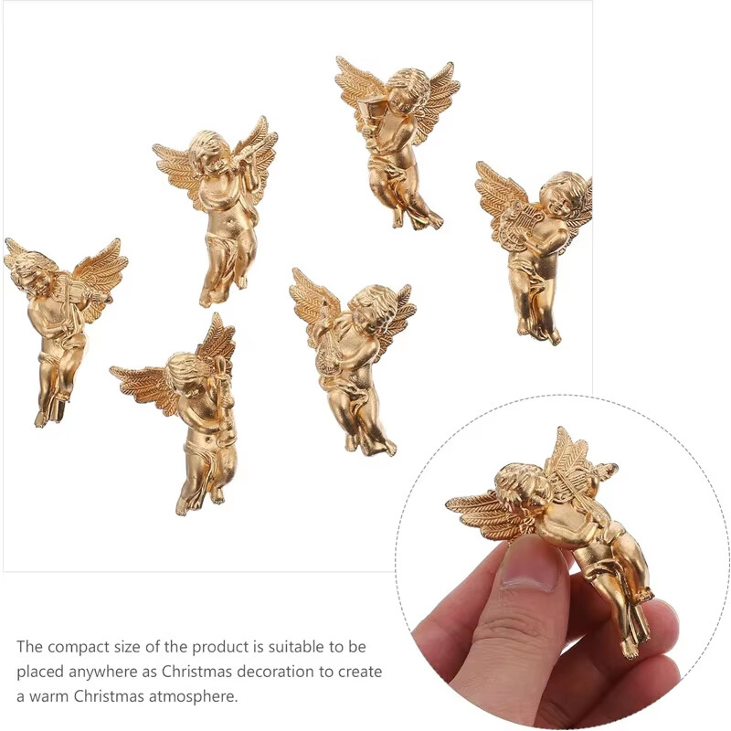 6 GAB Ziemassvētku eglītes rotājums piekarināms zelta sudraba eņģeļa statujas kulons Ziemassvētku eglītes piekārts eņģeļa lelles kulonu rotājums