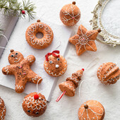 Kalėdų sausainių pakabukas Imbierinis žmogus spurgos sausainių forma Kalėdų eglutės kabantys papuošalai Dekoravimo rekvizitai Naujųjų metų dekoras