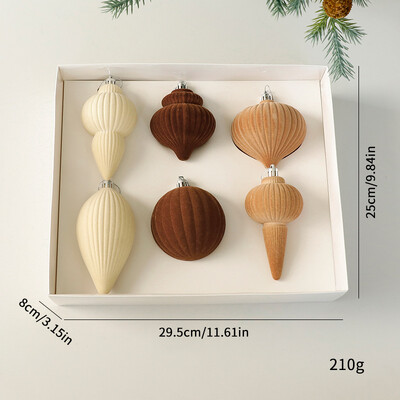 6 vnt. Formos pūkuoti kalėdiniai rutuliai Kalėdų eglutė Maža kabanti bordo tamsiai žalia kalėdiniai flokuoti rutuliai kalėdiniai papuošimai