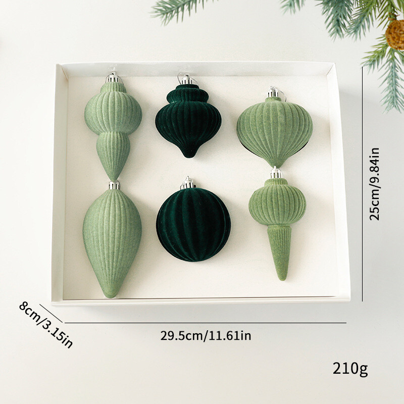 6 vnt. Formos pūkuoti kalėdiniai rutuliai Kalėdų eglutė Maža kabanti bordo tamsiai žalia kalėdiniai flokuoti rutuliai kalėdiniai papuošimai