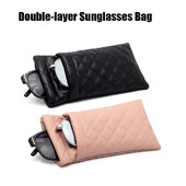 2024 Νέα τσάντα γυαλιών ηλίου διπλής στρώσης PU Δερμάτινη τοποθέτηση Αδιάβροχη τσάντα υψηλής ποιότητας φορητή θήκη γυαλιών ηλίου Μαύρο κουτί