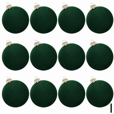 12 vnt Kalėdų kamuoliukų papuošalų rinkinys 2,36 colio aksominiai kalėdiniai rutuliai su kabančio lanko medžio puošmena, skirta namų dekoravimui Kalėdų vakarėliui