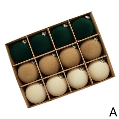 12 vnt Kalėdų kamuoliukų papuošalų rinkinys 2,36 colio aksominiai kalėdiniai rutuliai su kabančio lanko medžio puošmena, skirta namų dekoravimui Kalėdų vakarėliui