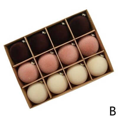 12 vnt Kalėdų kamuoliukų papuošalų rinkinys 2,36 colio aksominiai kalėdiniai rutuliai su kabančio lanko medžio puošmena, skirta namų dekoravimui Kalėdų vakarėliui