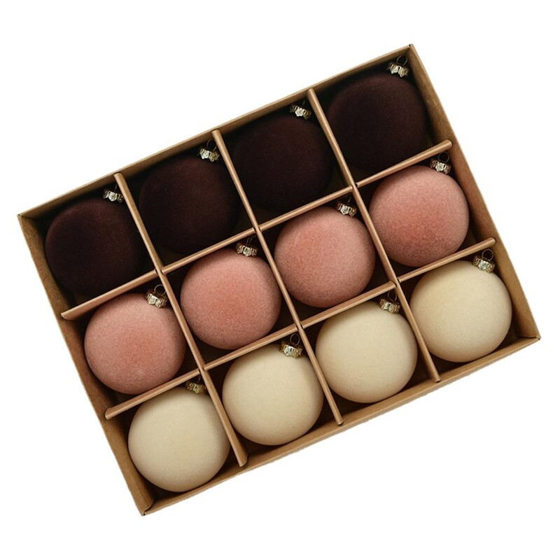 12 vnt Kalėdų kamuoliukų papuošalų rinkinys 2,36 colio aksominiai kalėdiniai rutuliai su kabančio lanko medžio puošmena, skirta namų dekoravimui Kalėdų vakarėliui