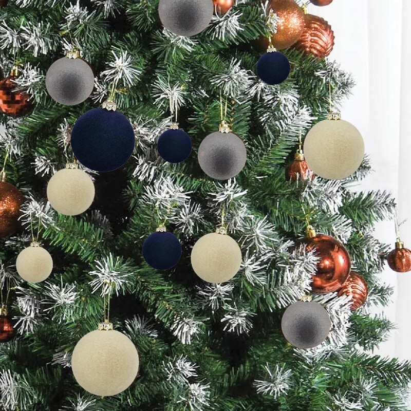 12 vnt Kalėdų kamuoliukų papuošalų rinkinys 2,36 colio aksominiai kalėdiniai rutuliai su kabančio lanko medžio puošmena, skirta namų dekoravimui Kalėdų vakarėliui