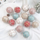 3vnt/rinkinys Spalvingi blizgučiai Kalėdinis kamuolys Prabangus 8CM Blizgantis Kalėdų eglutės pakabukas Namų Naujųjų Metų vakarėlio dekoravimas