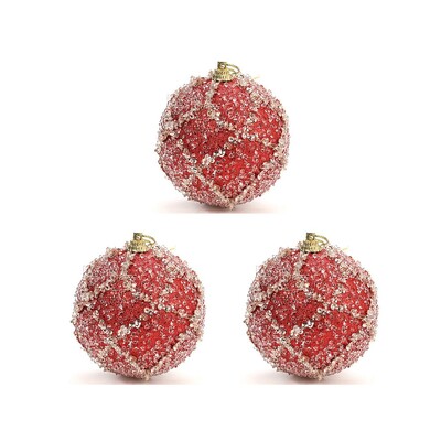 3vnt/rinkinys Spalvingi blizgučiai Kalėdinis kamuolys Prabangus 8CM Blizgantis Kalėdų eglutės pakabukas Namų Naujųjų Metų vakarėlio dekoravimas