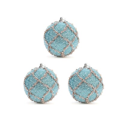 3vnt/rinkinys Spalvingi blizgučiai Kalėdinis kamuolys Prabangus 8CM Blizgantis Kalėdų eglutės pakabukas Namų Naujųjų Metų vakarėlio dekoravimas