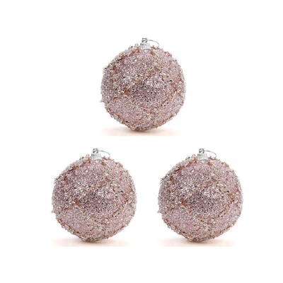 3vnt/rinkinys Spalvingi blizgučiai Kalėdinis kamuolys Prabangus 8CM Blizgantis Kalėdų eglutės pakabukas Namų Naujųjų Metų vakarėlio dekoravimas