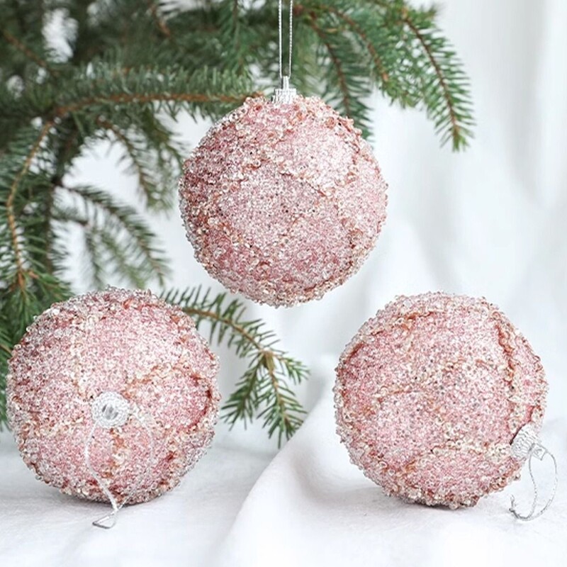 3vnt/rinkinys Spalvingi blizgučiai Kalėdinis kamuolys Prabangus 8CM Blizgantis Kalėdų eglutės pakabukas Namų Naujųjų Metų vakarėlio dekoravimas
