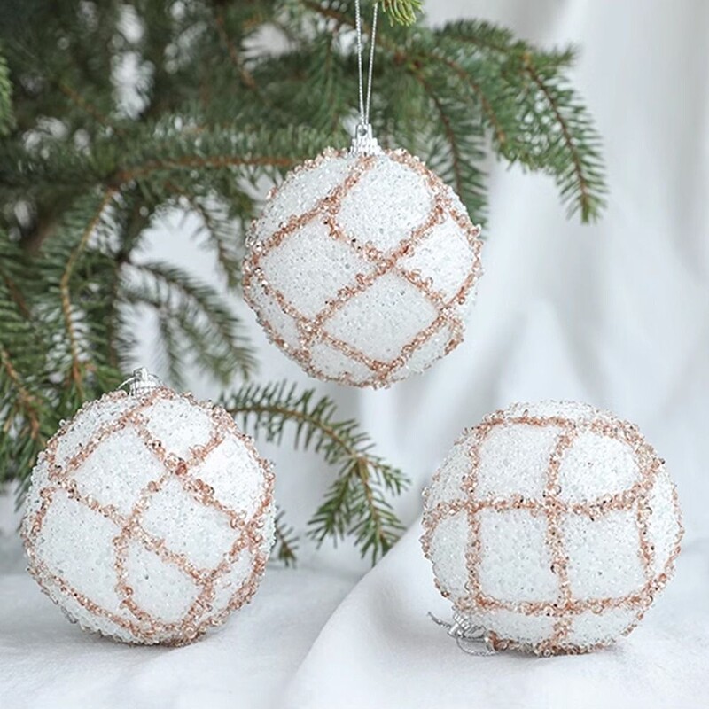3vnt/rinkinys Spalvingi blizgučiai Kalėdinis kamuolys Prabangus 8CM Blizgantis Kalėdų eglutės pakabukas Namų Naujųjų Metų vakarėlio dekoravimas