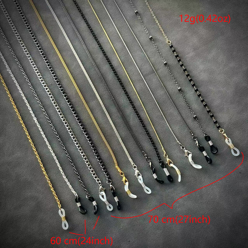 3vnt Metaliniai akiniai nuo saulės Kaukės grandinėlės dirželis moterims Vyrams juodos akinių grandinėlės, apsaugančios nuo praradimo ausinių laikiklis 2024 m. mados karoliai