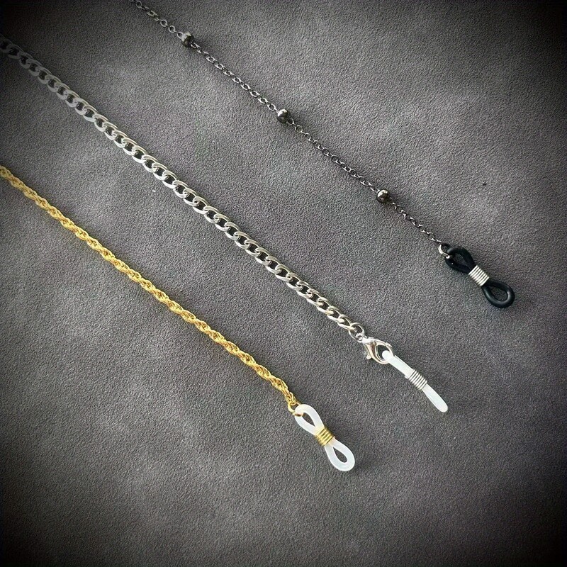 3vnt Metaliniai akiniai nuo saulės Kaukės grandinėlės dirželis moterims Vyrams juodos akinių grandinėlės, apsaugančios nuo praradimo ausinių laikiklis 2024 m. mados karoliai