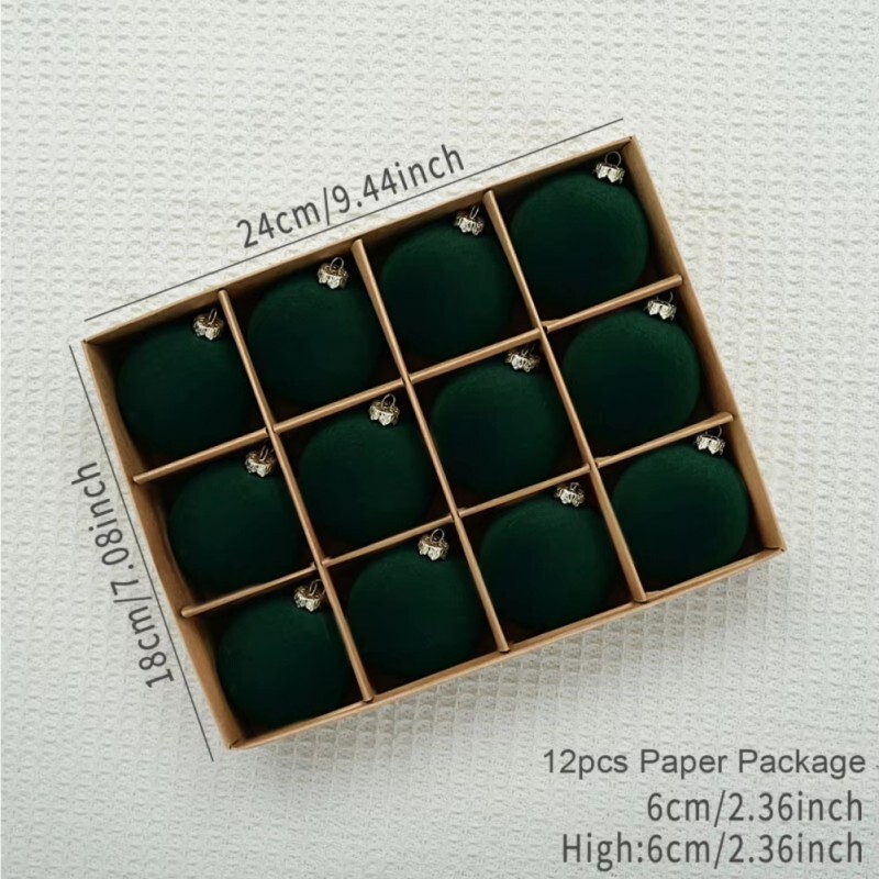 12gab Ziemassvētku balles rotājumu komplekts Samta Ziemassvētku balles ar iekarināmu stīpu koku rotājumiem mājas dekorēšanai Ziemassvētku ballītei