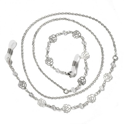 Αλυσίδα γυαλιών Λευκή πλαστική χάντρα Pearl Heart Charm Συγκράτηση γυαλιών Θήκη γυαλιών Λουράκι Γυναικείο κολιέ Δώρο Μάσκα με σχοινί Αλυσίδα