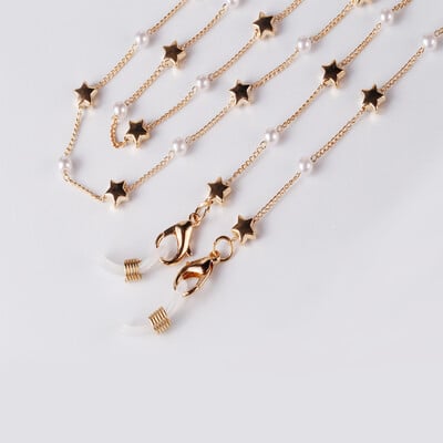 Αλυσίδα γυαλιών Λευκή πλαστική χάντρα Pearl Heart Charm Συγκράτηση γυαλιών Θήκη γυαλιών Λουράκι Γυναικείο κολιέ Δώρο Μάσκα με σχοινί Αλυσίδα