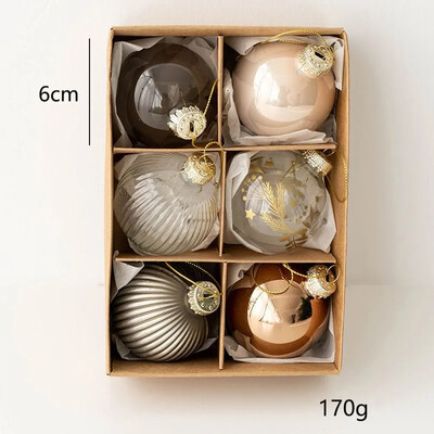 6 komada staklenih božićnih kuglica od 6 cm, set višebojnih božićnih ukrasa 2024. Novogodišnji ukrasi za božićno drvce za kućnu zabavu