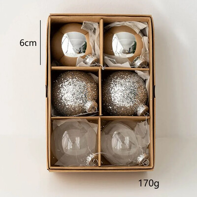 6 komada staklenih božićnih kuglica od 6 cm, set višebojnih božićnih ukrasa 2024. Novogodišnji ukrasi za božićno drvce za kućnu zabavu