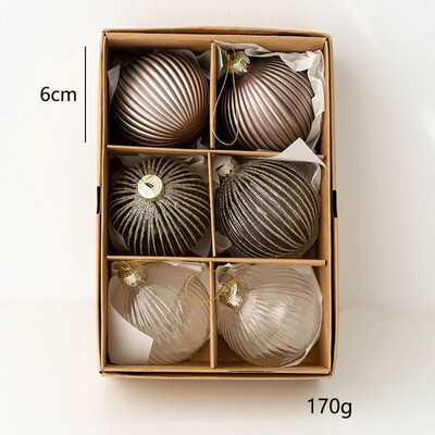 6 komada staklenih božićnih kuglica od 6 cm, set višebojnih božićnih ukrasa 2024. Novogodišnji ukrasi za božićno drvce za kućnu zabavu