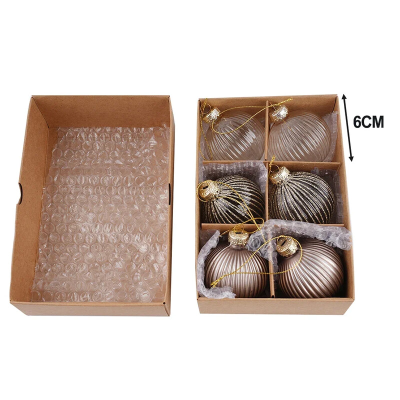 6 komada staklenih božićnih kuglica od 6 cm, set višebojnih božićnih ukrasa 2024. Novogodišnji ukrasi za božićno drvce za kućnu zabavu