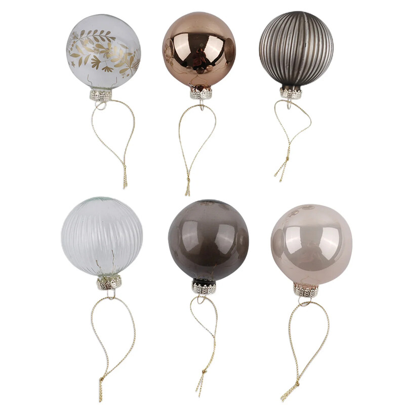 6 komada staklenih božićnih kuglica od 6 cm, set višebojnih božićnih ukrasa 2024. Novogodišnji ukrasi za božićno drvce za kućnu zabavu