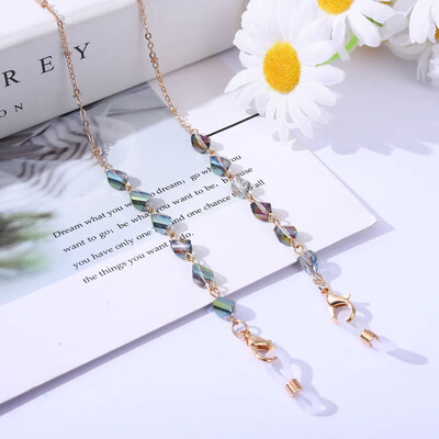 2024. gada jauna rotaslietu mode sievietēm Modernas saulesbrilles ķēdes maskas turētājs Bohēmijas kristāla stikla fāzēm brilles ķēdes auklas dāvanas